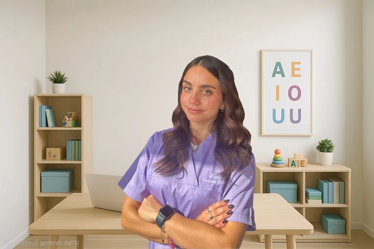 Federica Filippone, logopedista a Bagheria, nel suo studio